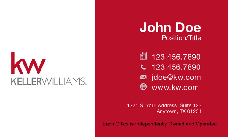 White KW Business Card - Red Box