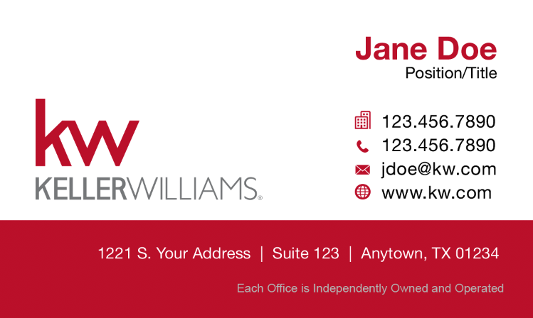 White KW Business Card - Red Footer