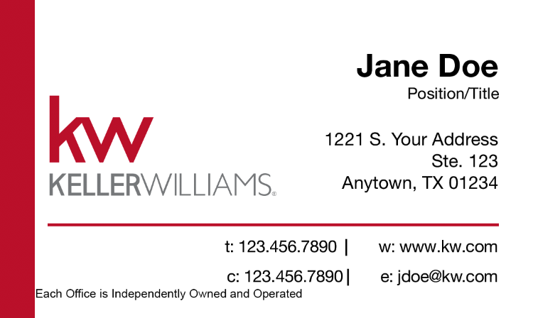 White KW Business Card - Red Banner